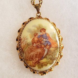 2/45$ vintage  Fragonard winard image pendant 12k gold filled